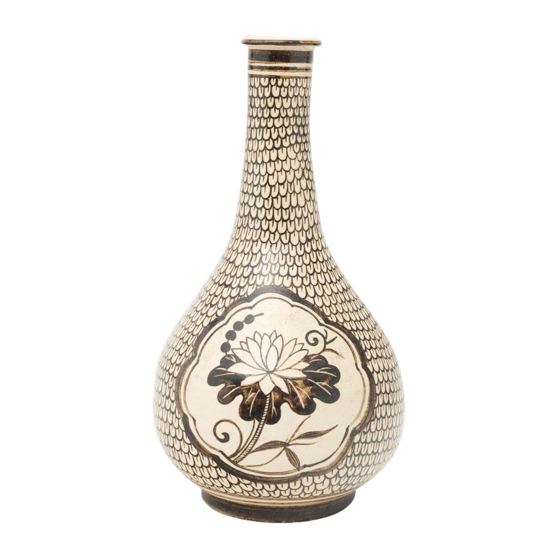 A Cizhou Type Painted 'Lotus' Bottle Vase (1 of 3)