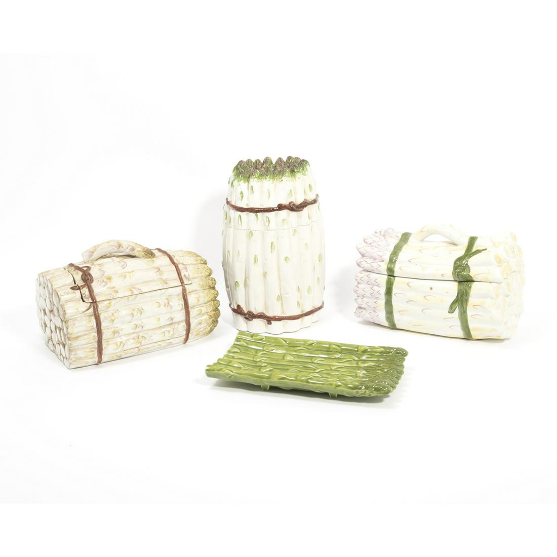 Four Ceramic Trompe L'Oeil Asparagus Shaped Dishes (1 of 4)