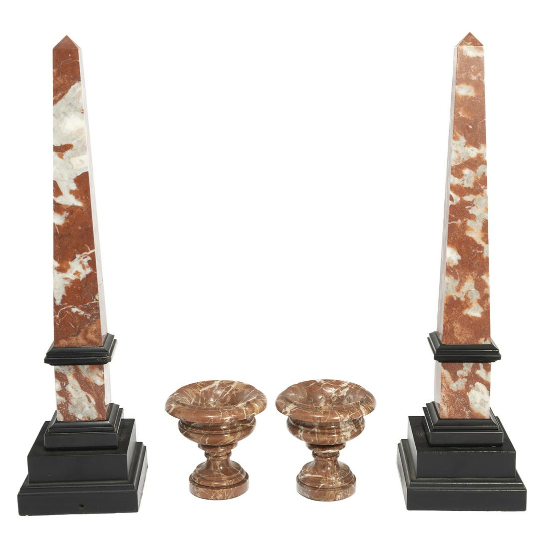 Four Red Marble Grand Tour Articles: Obelisks and Urns (1 of 3)
