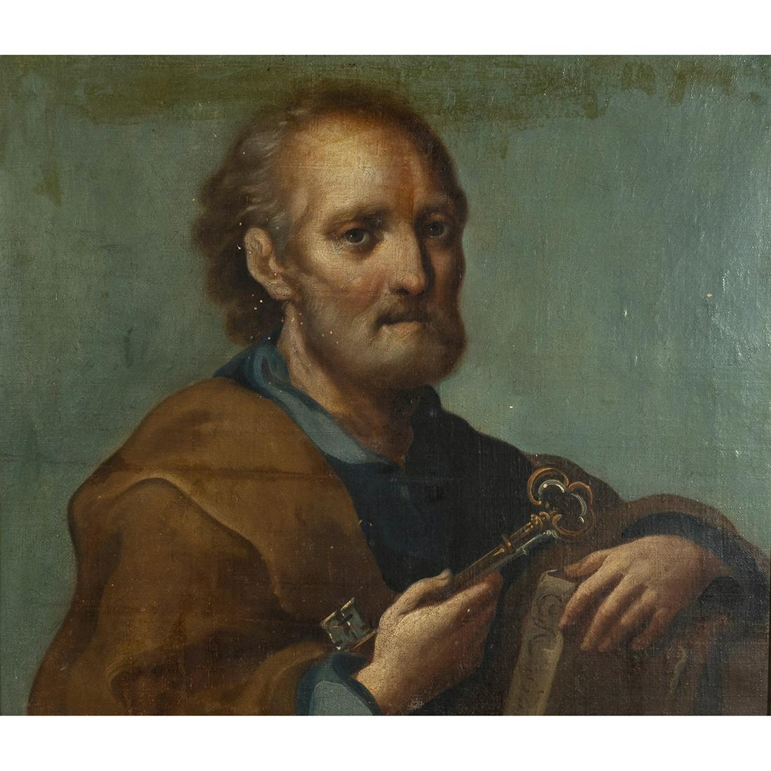 Gilt Frame Portrait of Saint Peter, Oil on Canvas. (1 of 5)