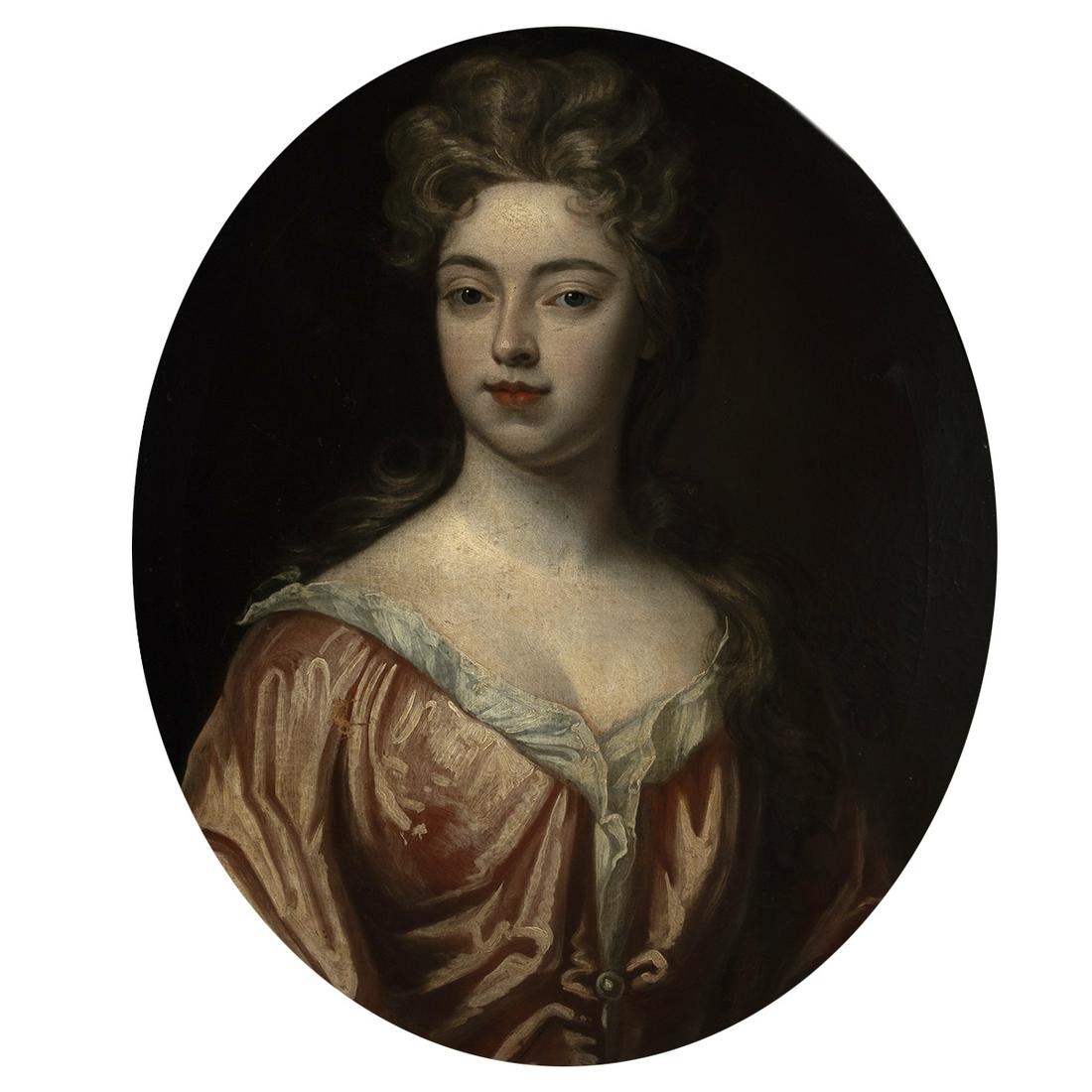 Manner of Sir Peter Lely, Portrait of Jane Hawkins, oil (1 of 7)