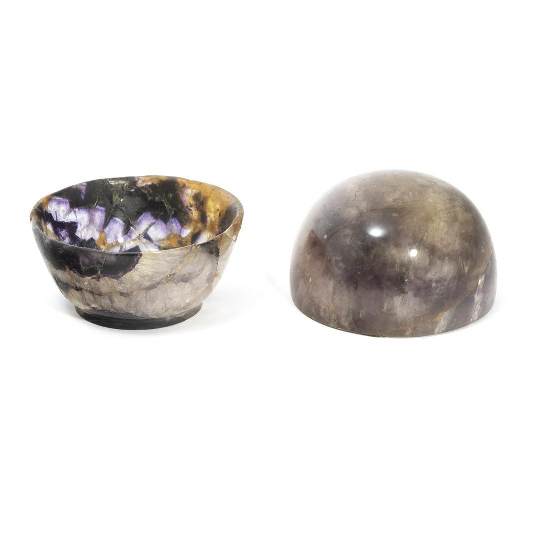 Two Derbyshire Blue John Articles, Bowl and Paperweight (1 of 3)