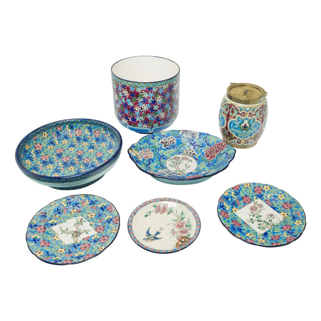 Seven Longwy and Vieillard Faience Table Articles (1 of 3)