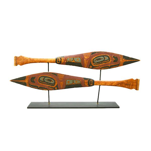 Two Haida Northwest Coast Painted Wood Paddles (1 of 4)