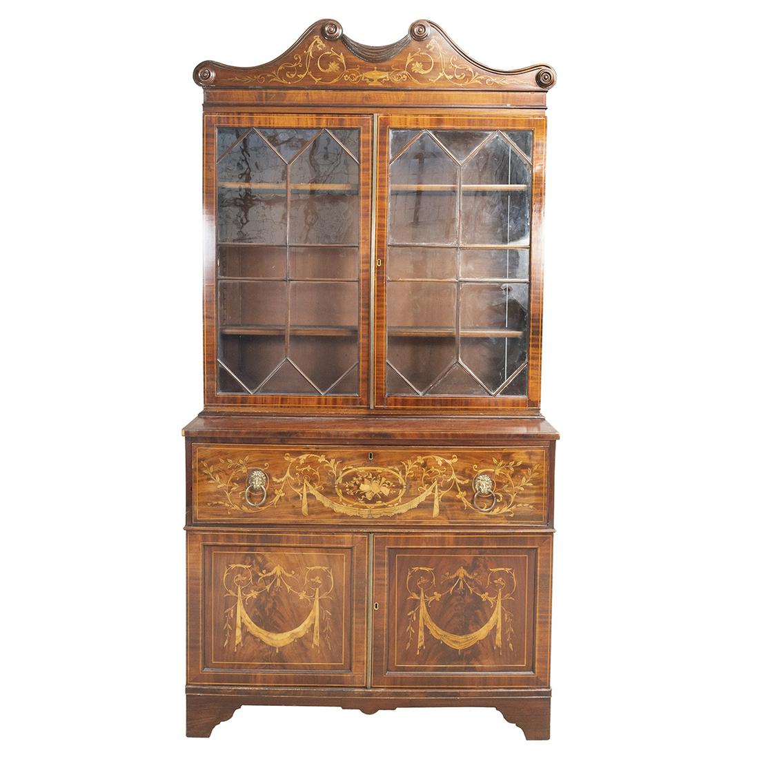 George III Satinwood and Mahogany Secretary Bookcase (1 of 4)