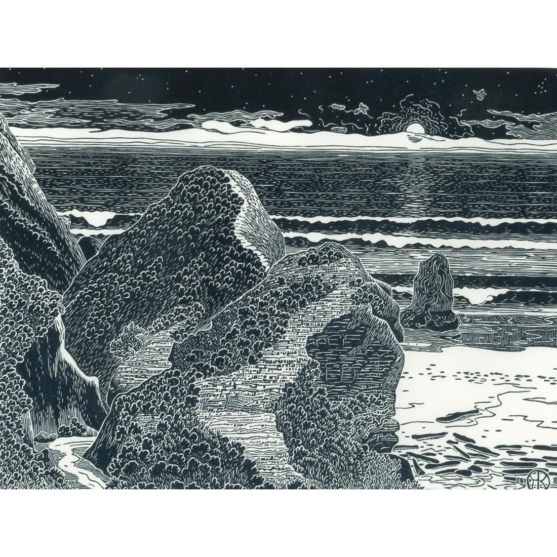 Tom Killon, San Vicente Creek, woodcut print (1 of 4)