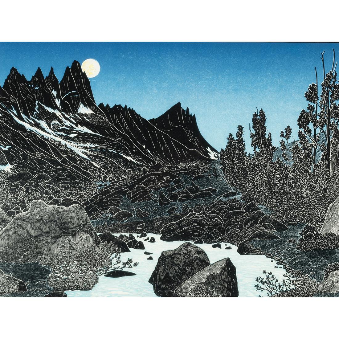 Tom Killion, East Pinnacles Creek, woodcut print (1 of 5)