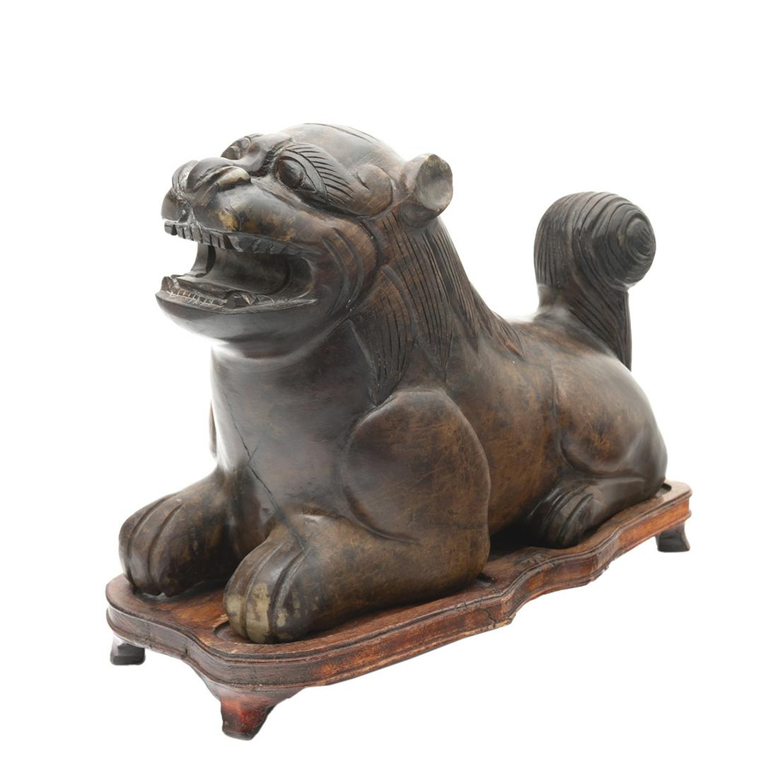 Large Chinese Carved Hardstone/Jade Recumbent Beast (1 of 3)