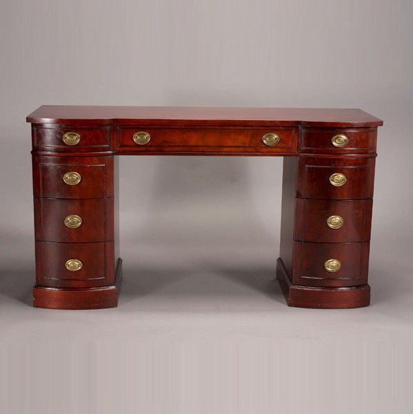 Duncan Phyfe Mahogany Desk 1950s: Duncan Phyfe Mahogany Desk, 1950s {Dimensions 37 x 66 x 21 1/2 inches}