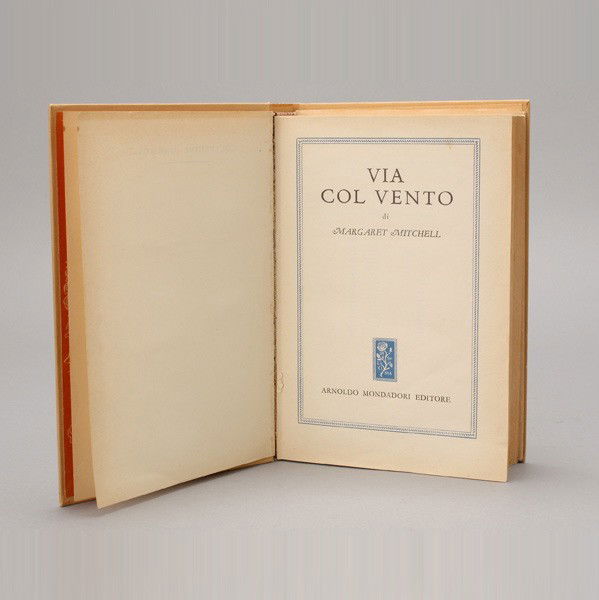 Clark Gable Signed Book, "Gone with the Wind",: Clark Gable Signed Book, "Gone with the Wind", in Italian