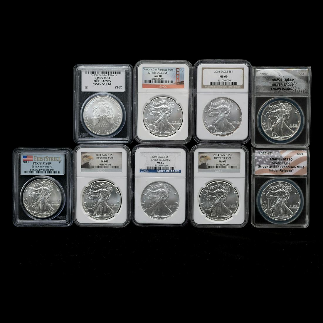 US Silver Eagle $1.00 Bullion Coins (9) (1 of 2)