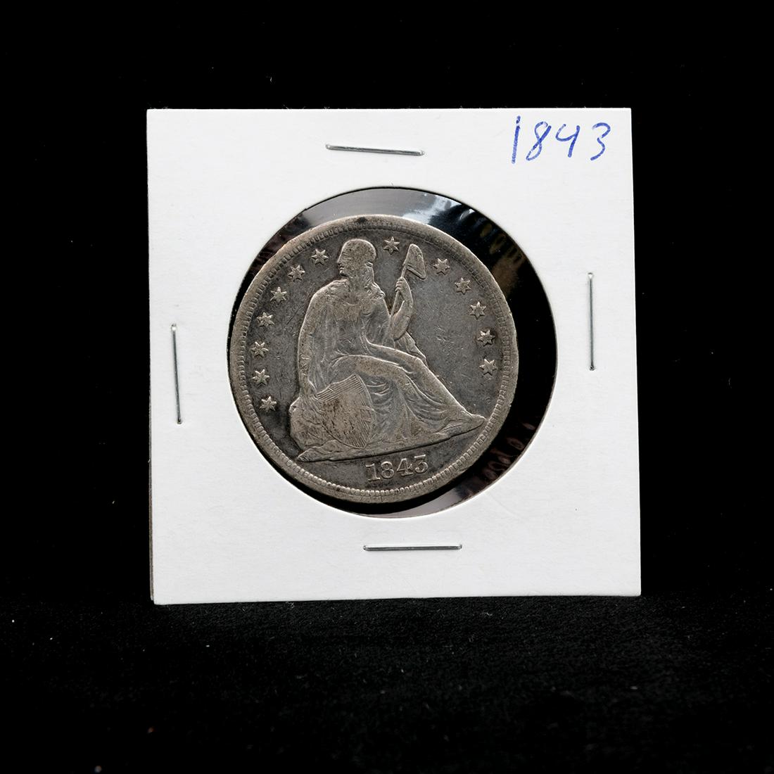 US 1843 Liberty Seated Dollar (1 of 2)