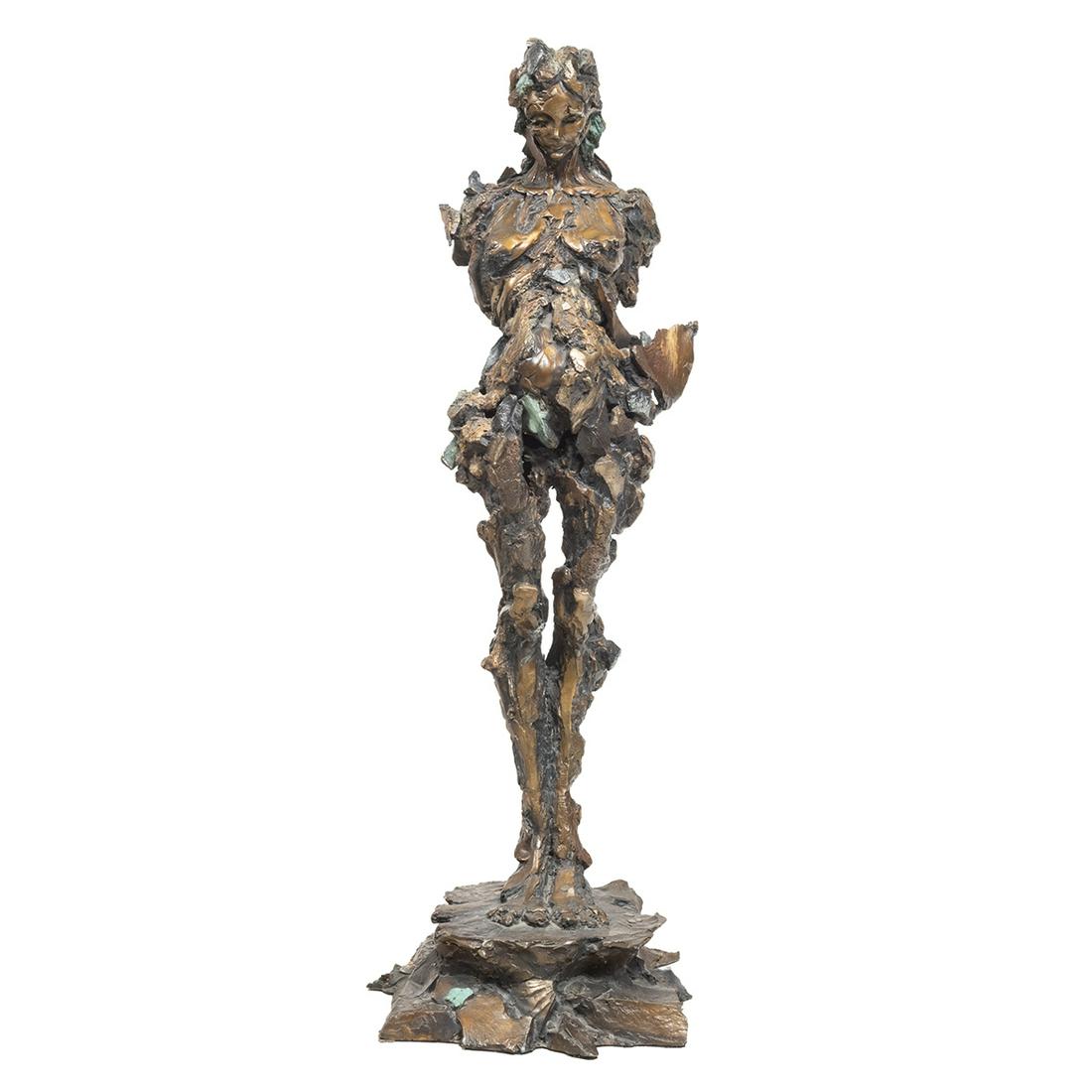 Nano Lopez, "Maria En Los Rocas": NANO LOPEZ (American/Colombian, b. 1955), "Maria En Los Rocas," 1993, bronze, (Approximate dimensions - overall: 33 x 10.5 x 12 inches); numbered 1/1, signed and dated on base. with a Certificate.
