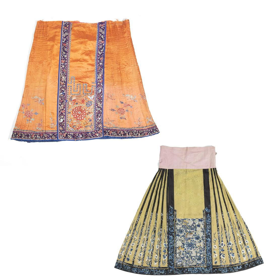 Group of Two Chinese Pleated Apron Skirts (1 of 7)
