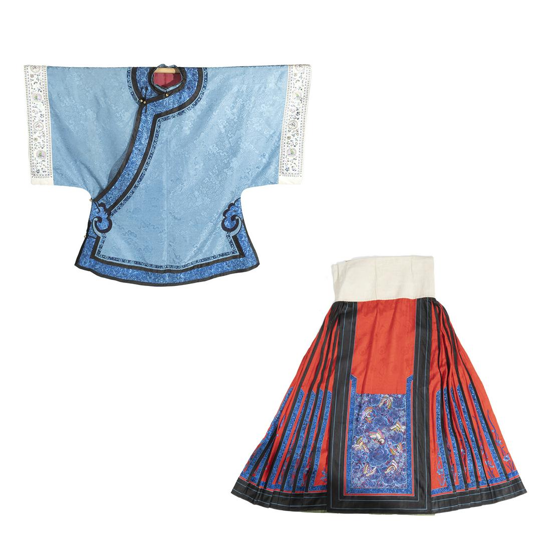 Chinese Blue Ground Silk Lady's Informal Robe and Skirt (1 of 7)