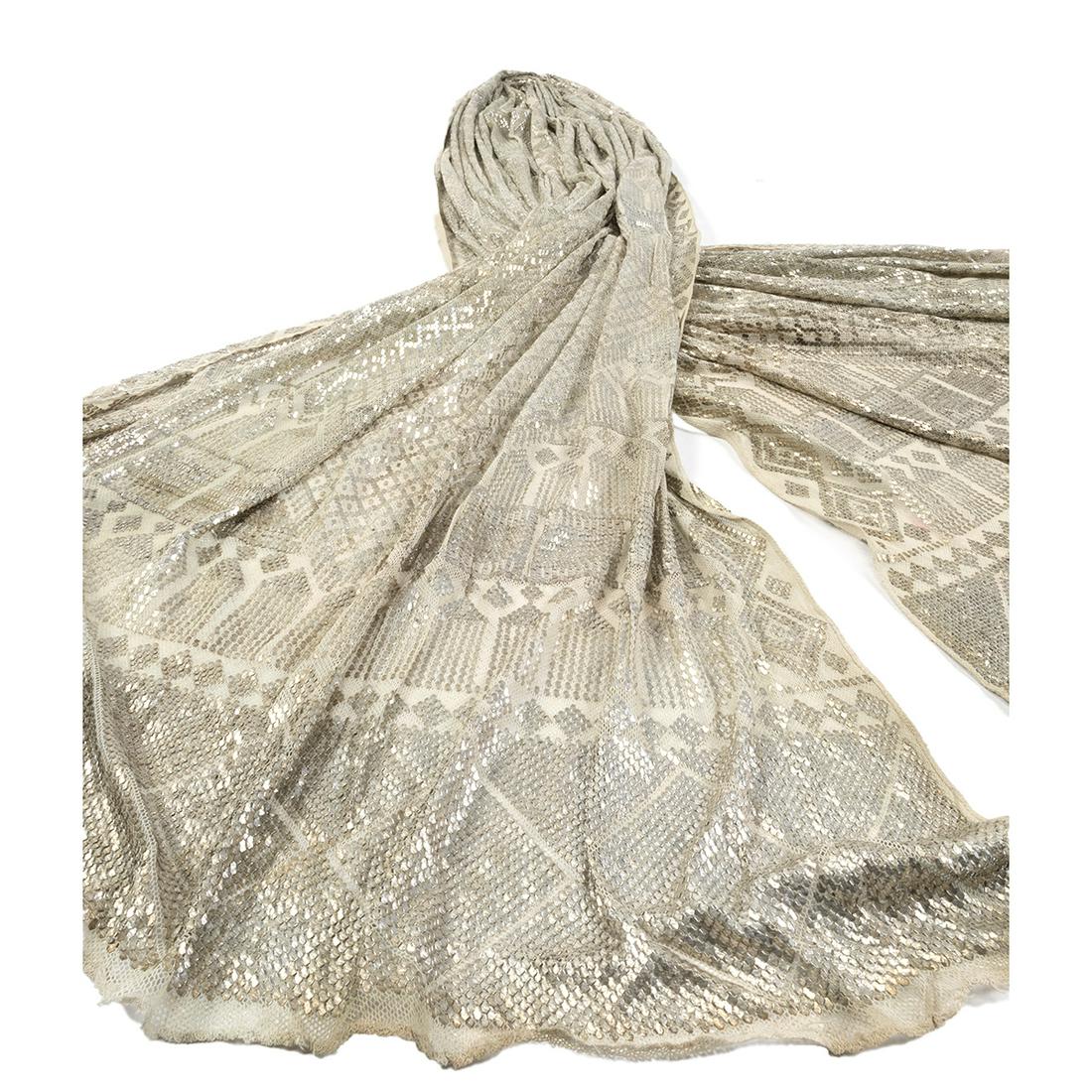 Egyptian Assuit Silvered Shawl or Scarf (1 of 4)