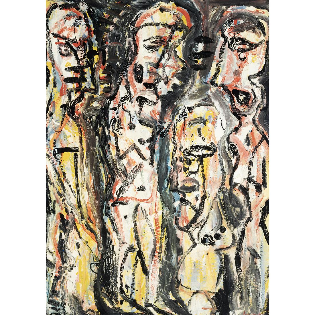 Jean Lucebert, Abstract Figures, mixed media (1 of 4)