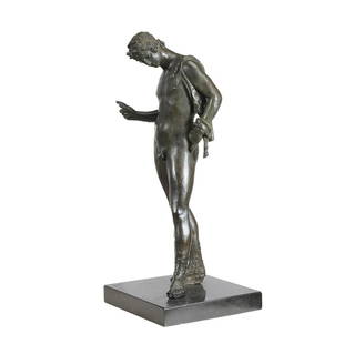 After Sabatino De Angelis, Narcissus, bronze: After SABATINO DE ANGELIS (Italian, 1838-1915), Narcissus, bronze, (Approximate dimensions - overall: 23.5 x 12 x 10 inches), unsigned.