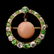 1385: VICTORIAN GARNET, CORAL, DIAMOND, 14K Y/G BROOCH.