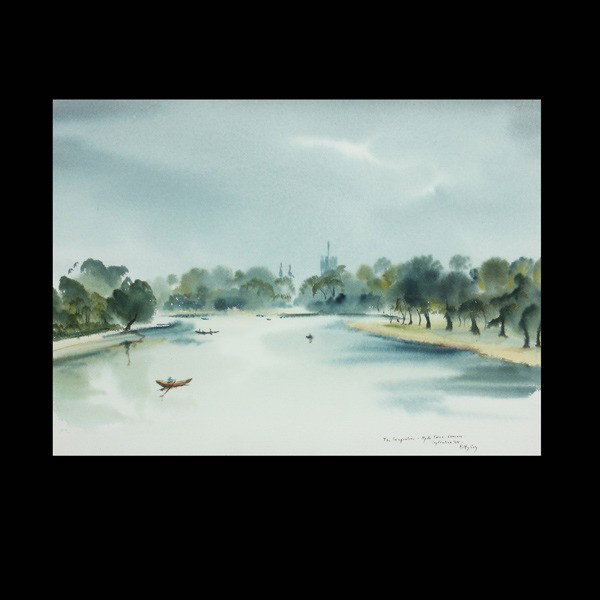 BETTY GUY, The Serpentine, Watercolor on paper : BETTY GUY (American 20th Century) The Serpentine- Hyde Park London Watercolor on paper Sight: 10.75 x 14.50 inches/ 27 x 37 centimeters Signed, dated and titled lower right "Betty Guy, September 64, T