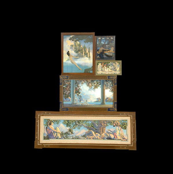 Maxfield Parrish 5 Works Offset litho: MAXFIELD FREDERICK PARRISH (American 1870 - 1966) Five works: The Light of Egyptian NightsThe Garden of AllahThe RubaiyatDaybreakThe Swing All offset lithographs In good condition. Framed and glazed.