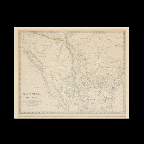 SDUK, Central America : SDUK Central America including Texas, California and the Northern States of Mexico Hand colored map, 1842 Plate: 12 x 15.50 inches/ 30.5 x 39.3 centimeters Frame: 20.75 x 23 inches/ 52.7 x 58.4 centim