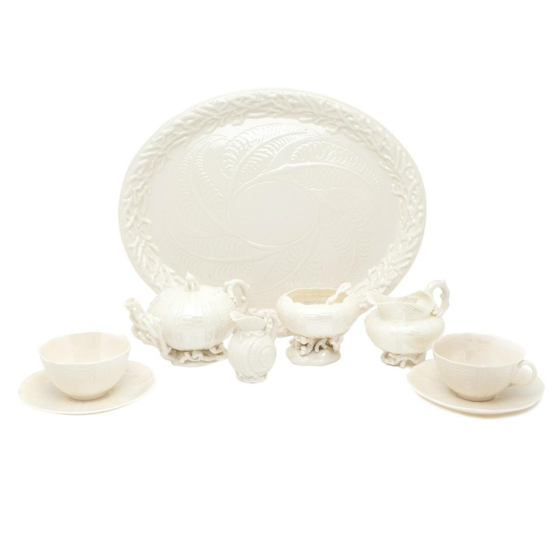 Belleek 19th Century Echinus Tray and Teawares. (1 of 8)