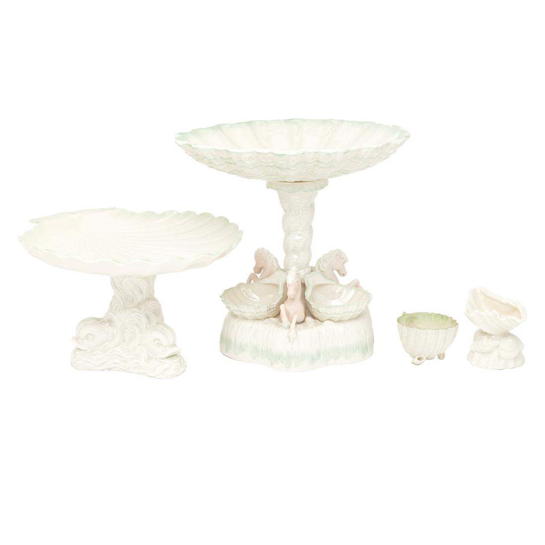 Four Belleek Porcelain Shell Molded Articles (1 of 4)