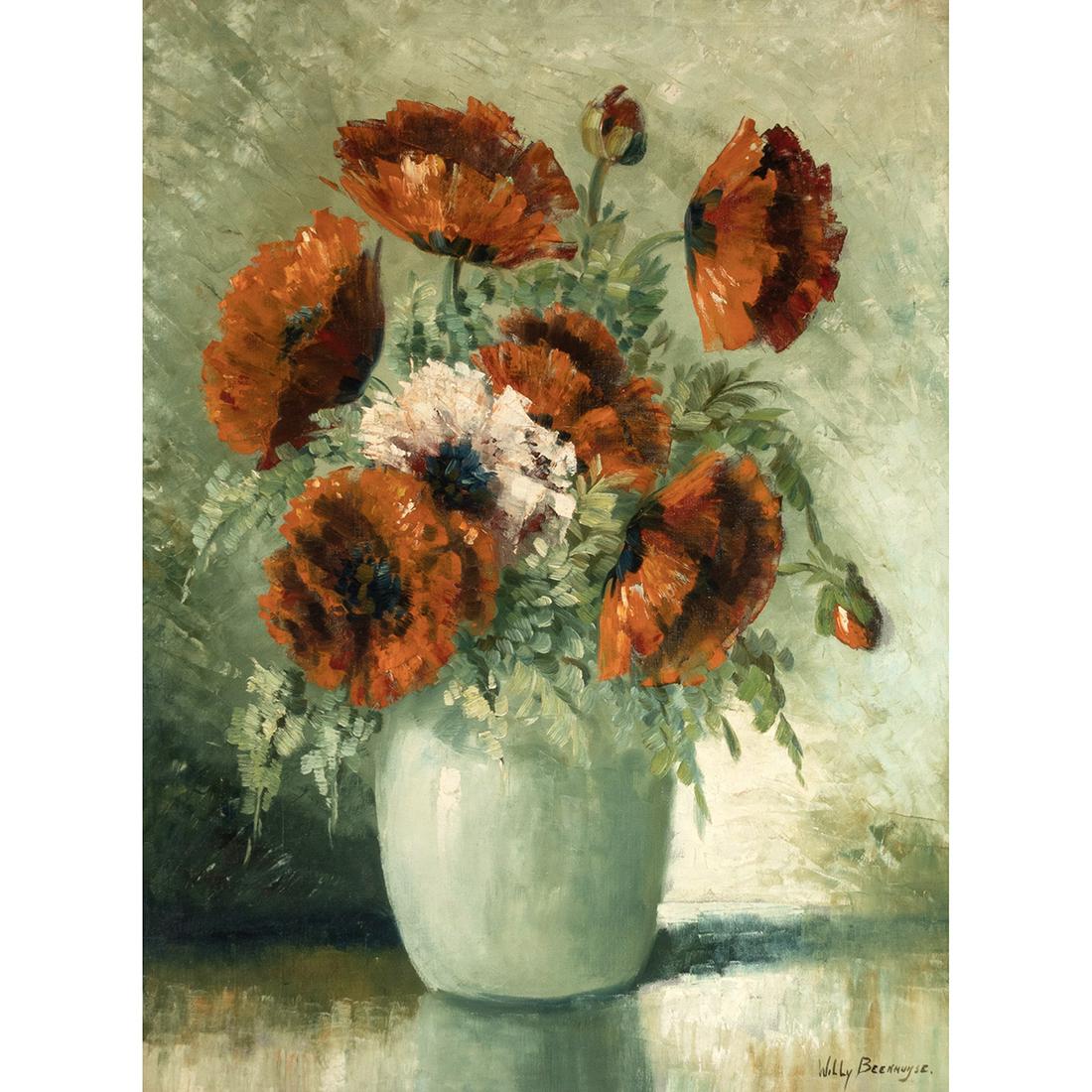 Attri. to Willy Beekhuyse, Flower Vase, oil on canvas (1 of 5)