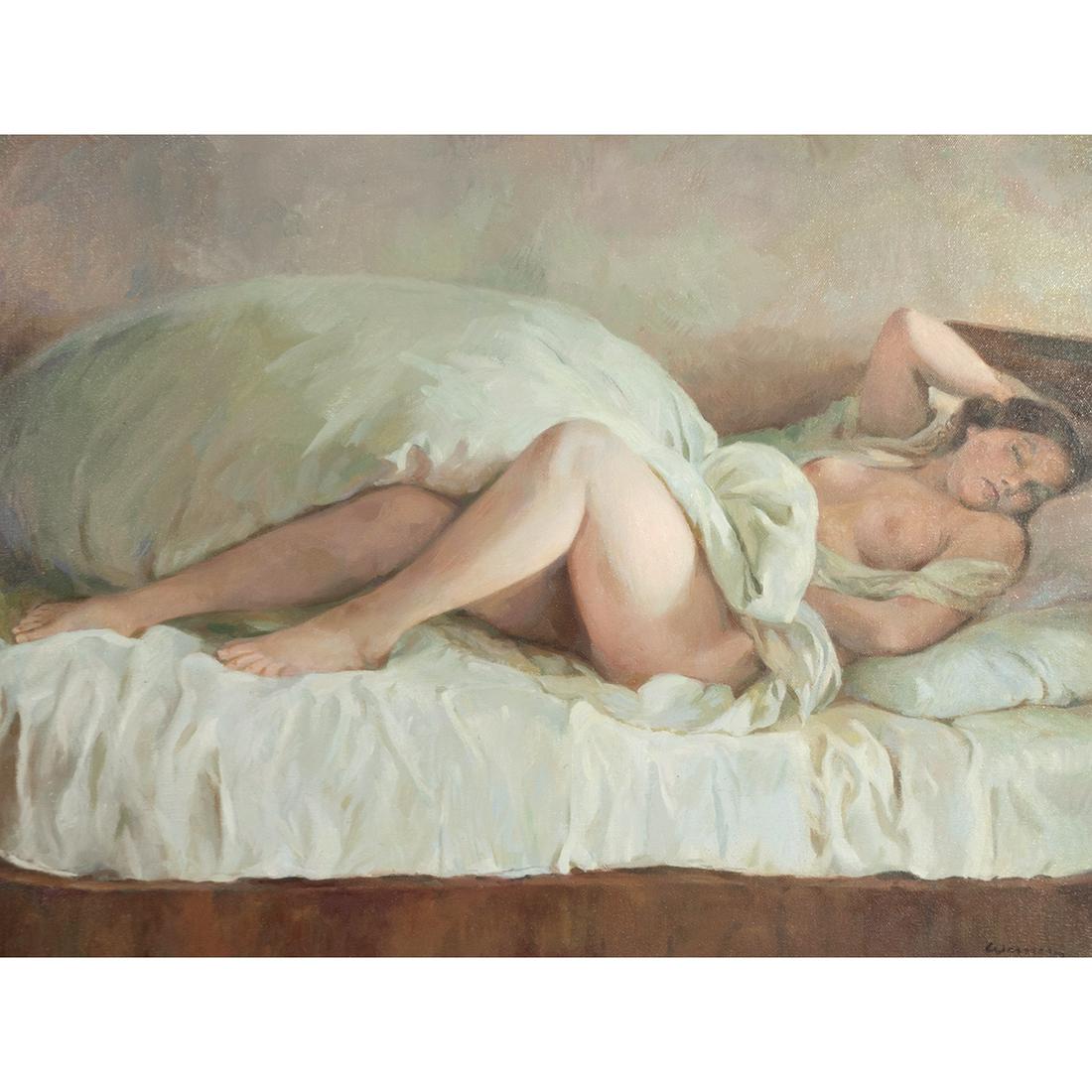 Fritz Werner, Sleeping Woman, oil on canvas (1 of 5)