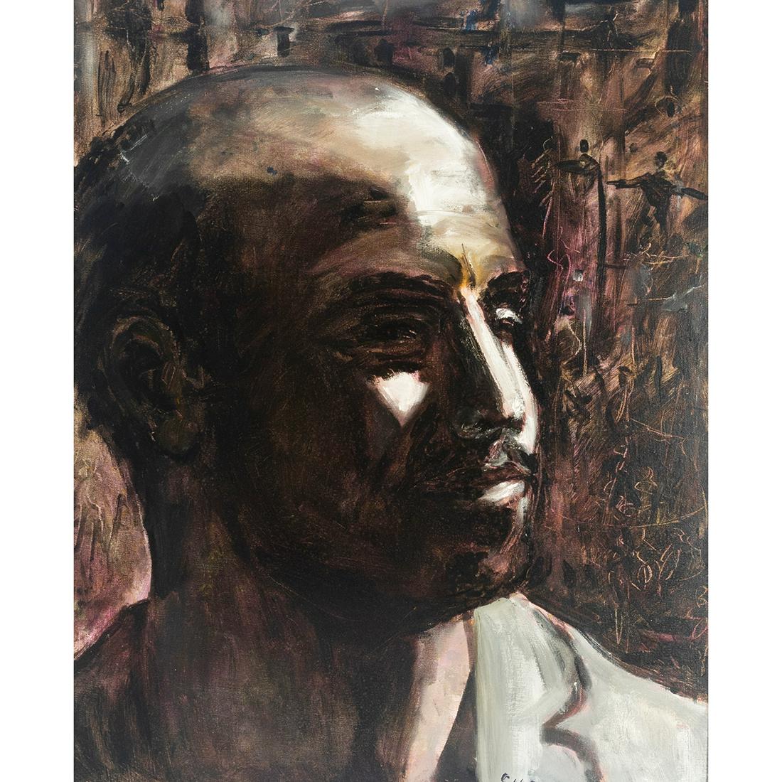 Pascal Cucaro, Self Portrait, oil on canvas: PASCAL CUCARO (American, 1915-2004), Self Portrait, oil on canvas, (approximate dimensions - canvas (sight): 30 x 24 inches); signed lower right. Condition: Surface dirt all around the edges. Notes: F