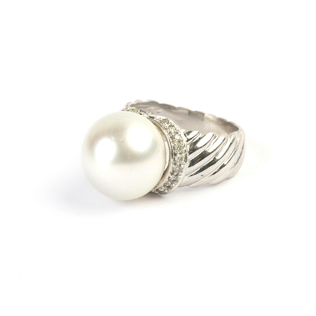 South Sea Cultured Pearl, Diamond, 18k White Gold Ring. (1 of 3)