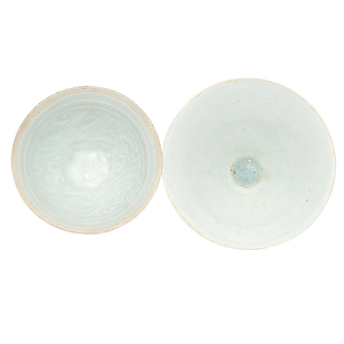 Two Chinese Celadon Glaze Mounded Tea Bowls (1 of 3)