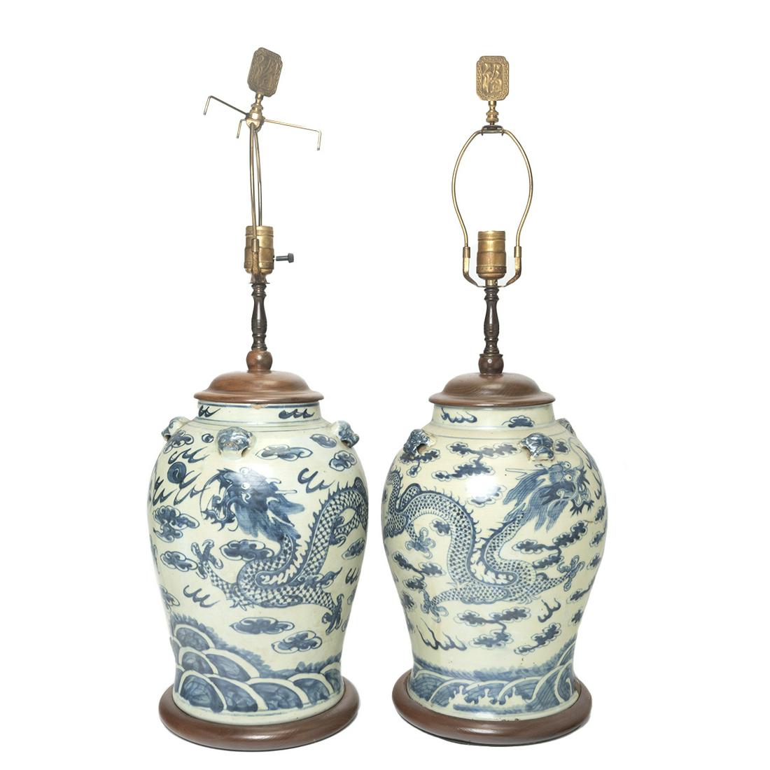 Chinese Blue/White Jars, Converted to Table Lamps (1 of 3)