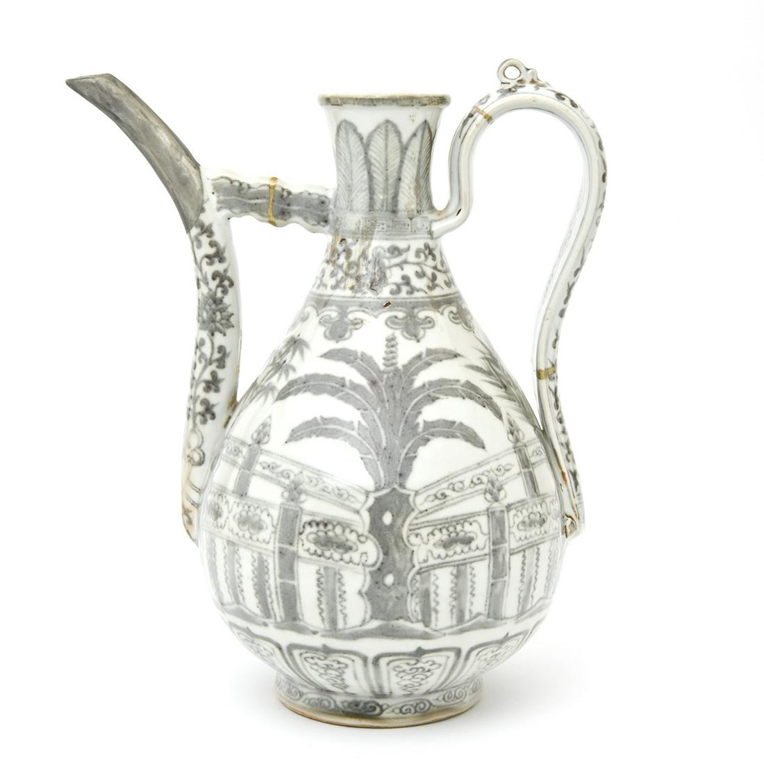 Chinese Large Underglaze Copper-Red Ewer (1 of 3)