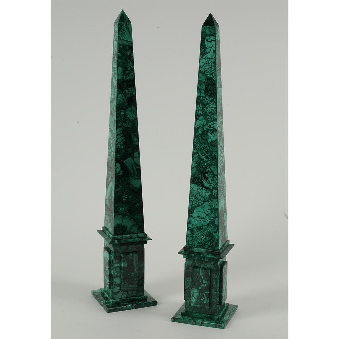 Pair of Large Malachite Obelisks (1 of 4)