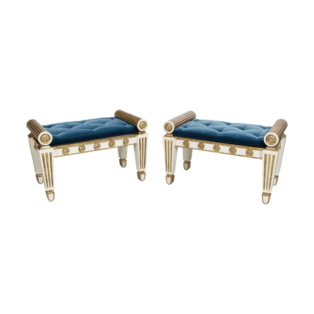 Pair of Neoclassical Style Parcel Gilt Window Seats (1 of 3)