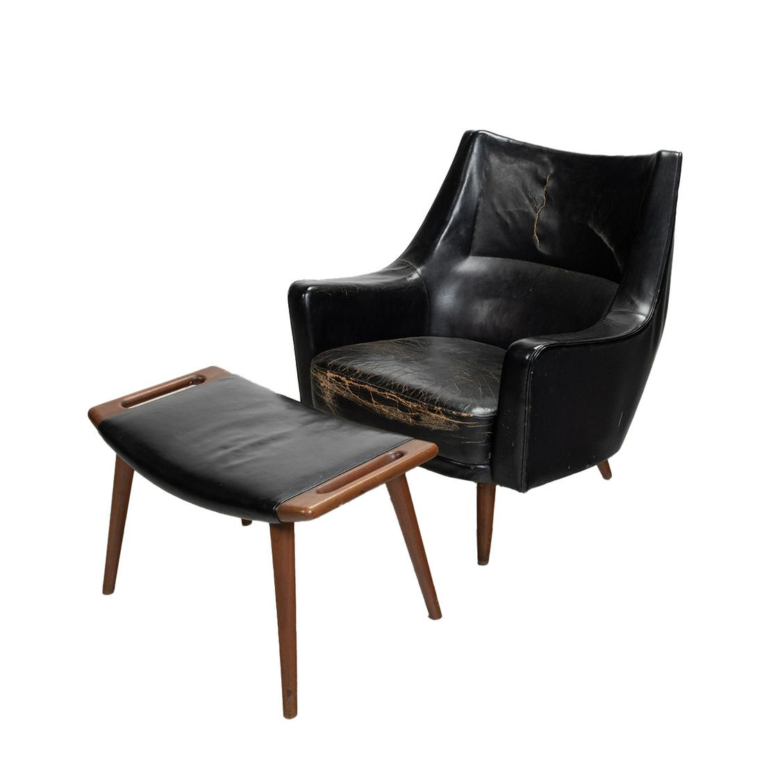 Illums Bolighus Mid Century Modern Armchair and Ottoman (1 of 4)