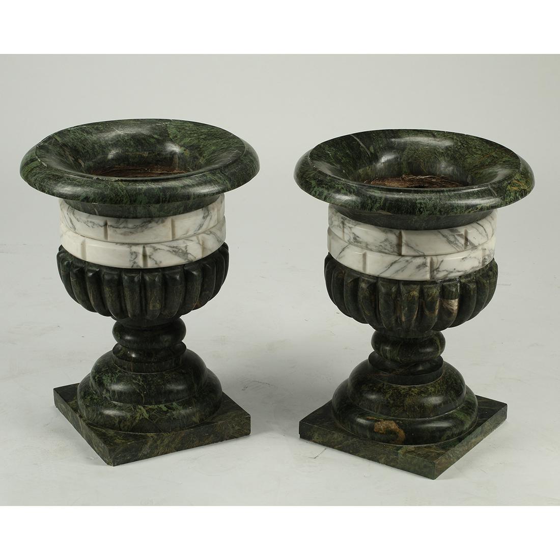 Pair of Italian Two-Color Marble Planters (1 of 3)