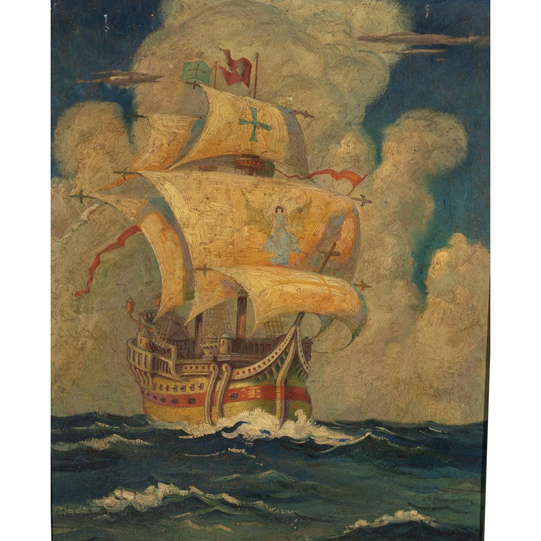 Owen Holmwood, Maritime Landscape, oil on board (1 of 4)