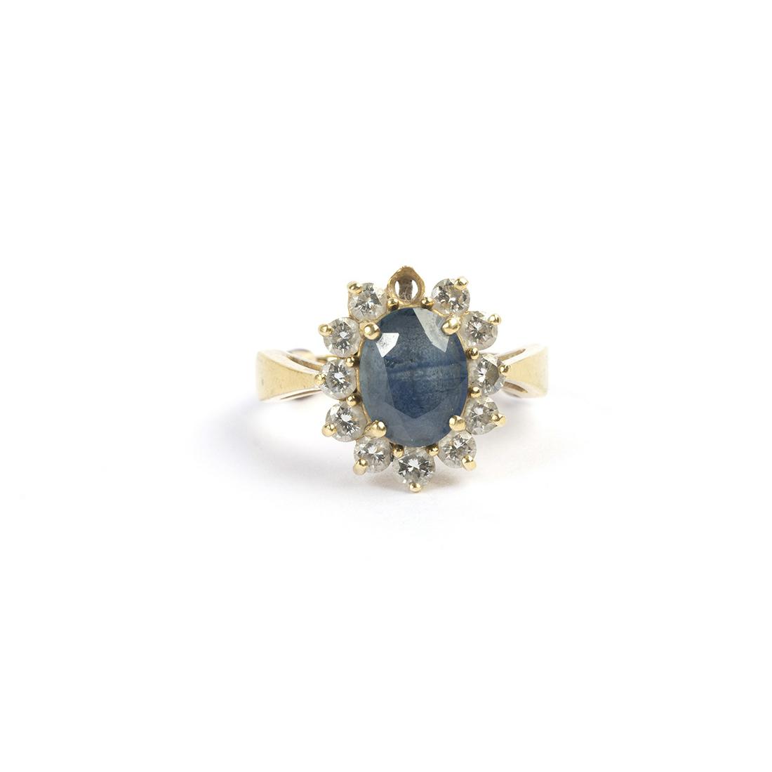 Sapphire, Diamond, Yellow Gold Ring (1 of 4)