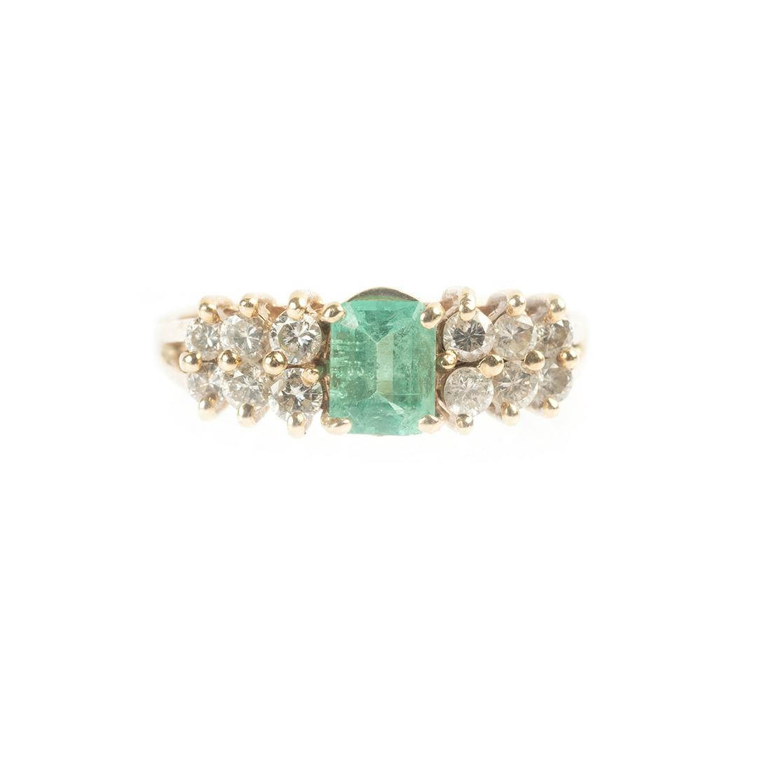 Emerald, Diamond, 10k Yellow Gold Ring. (1 of 2)