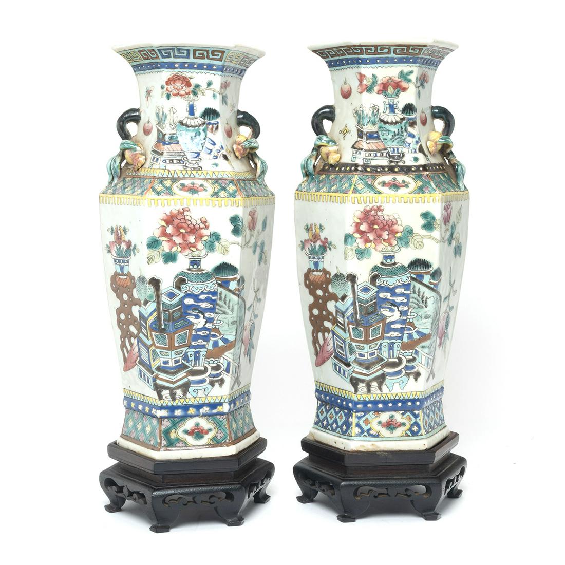 Pair of Chinese Famille Rose Porcelain Vases. (1 of 3)