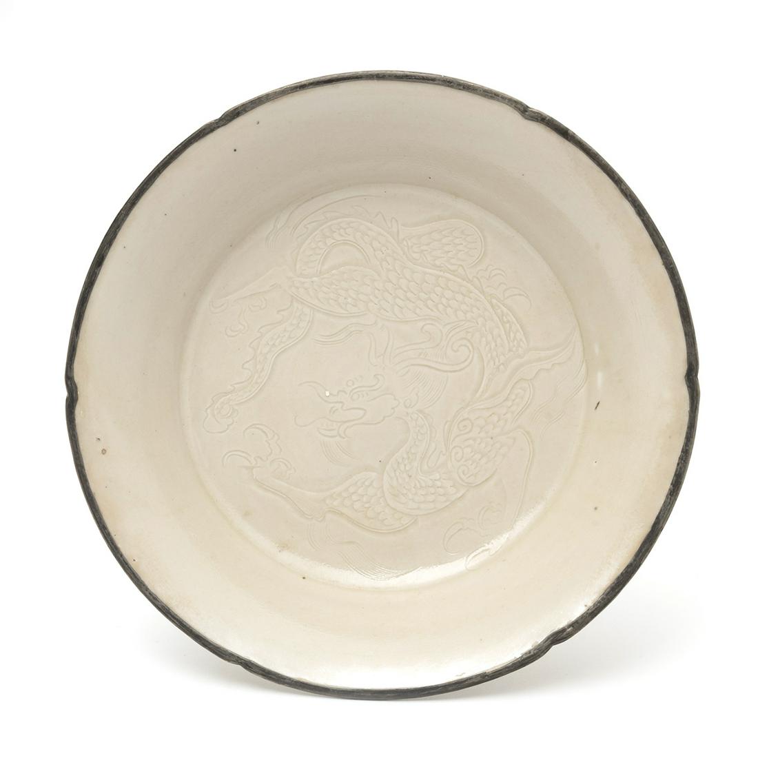 Chinese Ding-Type Foliate 'Dragon' Dish (1 of 3)