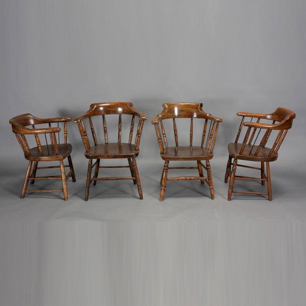 Four Windsor Sea Captain Chairs: Four Windsor Sea Captain Chairs {Dimensions 30 3/4 x 24 x 19 inches}