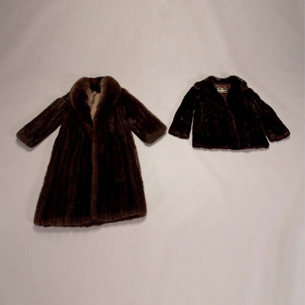 Natural Mink Jacket with Shawl Collar & Coat: Natural Mink Jacket with Notched Shawl Collar, "Philip Chin's Canada Fur Store"; together with a full length fur coat with shawl fox collar, each size 12 {Length of jacket 29 inches; length of coat 49