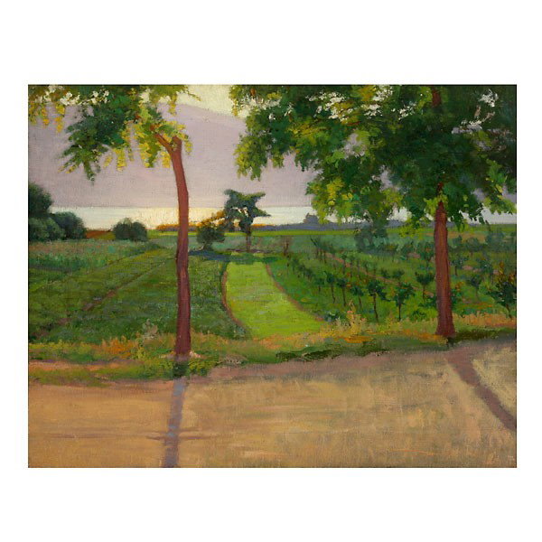 Antal Meyer, Sunset, Oil on canvas: ANTAL MEGYER MEYER (Hungarian 1883-1948) "Sunset" Oil on canvas. 23.25 x 29.25 inches/ 59.1 x 74.3 centimeters. Frame: 27.25 x 33.50 inches/ 69.2 x 85.1 centimeters.