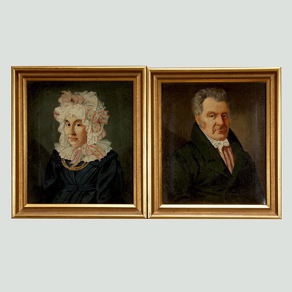 Continental School Pair of Portraits Oil: Continental School (19th Century) Pair of Portraits. Oil on canvas. 11.75 x 10.25 inches/ 29.8 x 26 centimeters. Frame: 13.5 x 12 inches/ 34.3 x 30.5 centimeters.