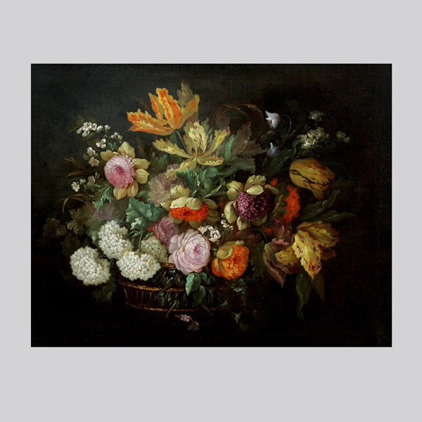 Oil on Canvas Still Life, Framed: Continental School (20th Century) "Floral Still Life" Oil on canvas. 21 x 26 inches/ 53.3 x 66 centimeters. Frame: 28.50 x 34.25 inches/ 72.5 x 87 centimeters.
