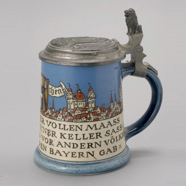 Mettlach 1/2 Liter Stein #2002: Mettlach 1/2 Liter Stein #2002 {Height to finial 6 5/8 inches}
